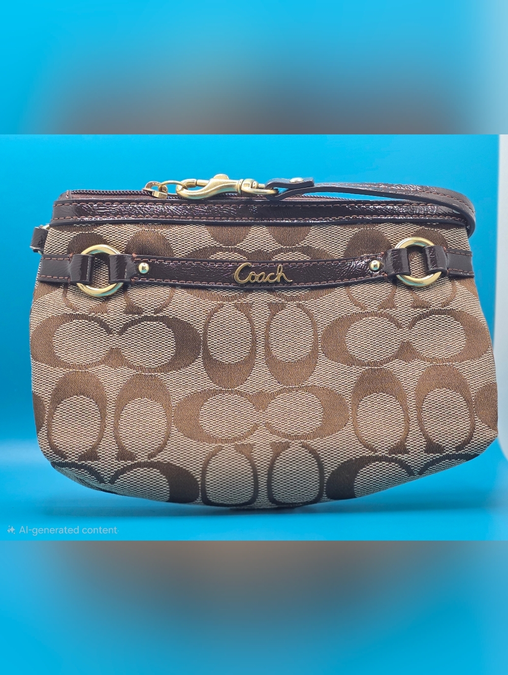 Coach Brown Signature Canvas Crossbody with Gold Hardware